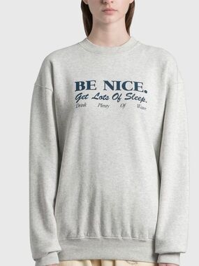 Sporty & Rich Be Nice Get Lots Of Sleep Crewneck Sweatshirt Gray Large
